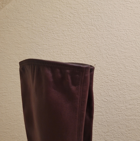 Sergio Rossi Brown Leather Tall Sock Boot - Picture 9 of 10